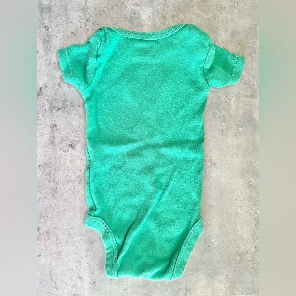Carter’s Newborn Turtle One Piece, Cute Green Short Sleeve Baby Onesie Size NB